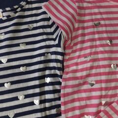 ジンボリー★ボーダーワンピ＆Tシャツ★双子姉妹★サイズM＆Lの画像