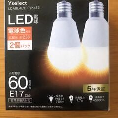 LED電球（60W相当）2個入り