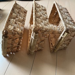 （3個セット）天然素材の小物入れ/仕分け用/多目的用の画像