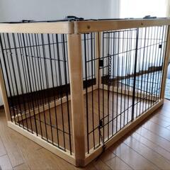 犬用ケージ 木製フレーム　天面フェンス付