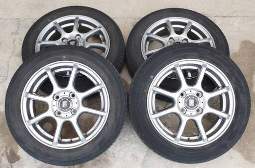 最終値下げ‼️ ②超バリ溝❗ 国産 ヨコハマ製 ❗　155/65R14 アルミ付き 国産 タイヤ !!　夏 サマー タイヤ 軽　軽自動