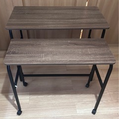 ダークブラウン 2段デスクの画像