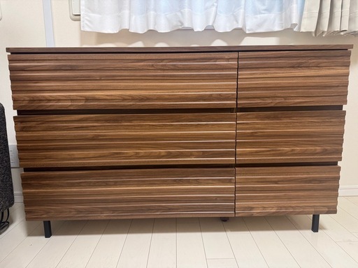 【美品】ロウヤ チェスト タンス ローチェスト 木目調 スチール脚 幅120