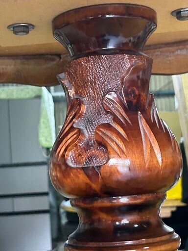 イタリア製 ローテーブル 彫刻装飾 木製 アンティーク調 注文 高さ52cm