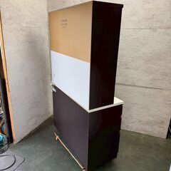 【ジモティ限定特価】 ニトリ レジューム 120-2TG-S-DBR3 食器棚 大容量収納 食器庫 キッチン家具 ブラウン 状態良好 Y1222の画像