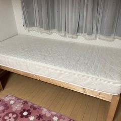 セミシングル 木製 ベッドフレーム+マットレスのセット