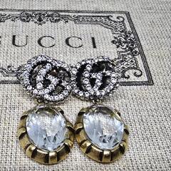 【超レア現行品】 GUCCI クリスタル付き ダブルG ピアス BTS着用 ゴールドカラーの画像