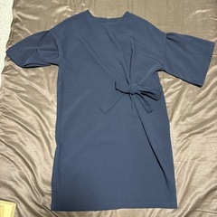 ZARAベーシックネイビー 半袖ワンピース パーティドレス