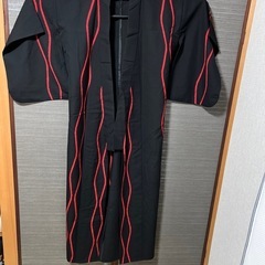 夏用着物　浴衣 黒×赤 大人 
