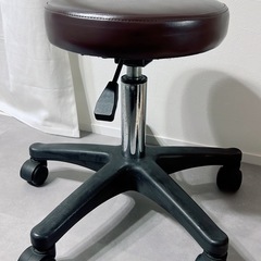 ブラウン スツール 高さ約42-56cm 丸椅子 キャスター 高さ調整