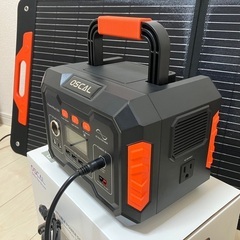 【112】1セット限り！停電対策、巨大地震などの災害時やキャンプに！新品 OSCAL PowerMax 300 ポータブル電源パワーステーション出力300W & OSCAL 高出力100W/20V ポータブルソーラーパネルの画像