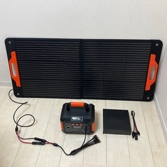 【112】1セット限り！停電対策、巨大地震などの災害時やキャンプに！新品 OSCAL PowerMax 300 ポータブル電源パワーステーション出力300W & OSCAL 高出力100W/20V ポータブルソーラーパネルの画像