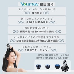 【新品未使用】ヘッドスパ 電動頭皮ブラシ 赤色LED 乾湿両用 頭皮エステ 防水 充電式の画像