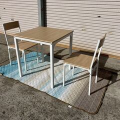 2人掛け用テーブル＆チェアセット★ナチュラル★ホワイトの画像