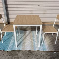 2人掛け用テーブル＆チェアセット★ナチュラル★ホワイトの画像