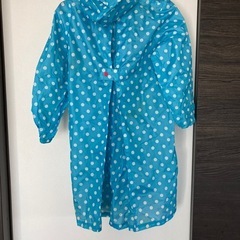 レインコート　雨ガッパ　水色　水玉　収納バッグ付きの画像