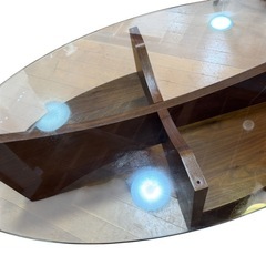 センターテーブル 木目調 ガラス 家具 A02025の画像