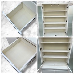  【大容量＆清潔感あるホワイト】食器棚・キッチンボード 幅約80cm／高さ205cm 収納力◎の画像