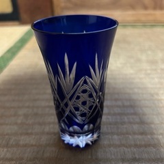 色被せ切子　ペア　一口ビール　グラスの画像