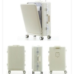 ドリンクホルダー　USB付　フロントオープン スーツケース　キャリーケースの画像