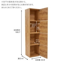 LOWYA [幅44.9] キャビネット 壁面収納 コンパクト 収納 ハイタイプ 扉収納 キャビネット 国産 木製 の画像