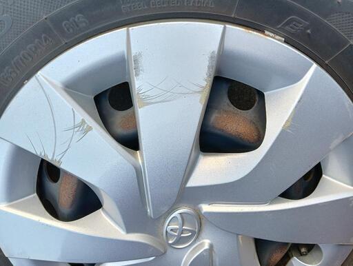 夏 ヴィッツ アクア パッソ 14インチ トヨタ純正 鉄ホイール トーヨー 165/70R14 中古４本 車輌売却時のノーマル戻し・転がし用に 夏 ヴィッツ アクア パッソ 14インチ トヨタ純正 鉄ホイール トーヨー