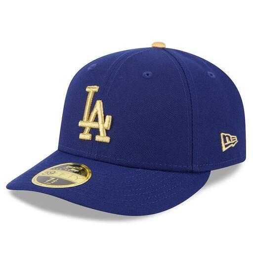 ネイビーゴールドのLAキャップ、ワールドシリーズチャンピオンロゴ付き。Los Angeles Dodgers New Era Roya