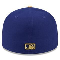 ネイビーゴールドのLAキャップ、ワールドシリーズチャンピオンロゴ付き。Los Angeles Dodgers New Era Royal 2025 Gold Collection Low Profile 59FIFTY Fitted Hatの画像