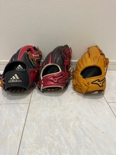 野球 グラブ 三個セット MIZUNO adidas