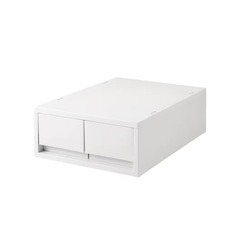 【2個セット】無印良品　ポリプロピレン 小物収納ケース 中 引出２個 ホワイトグレーの画像