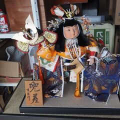 五月人形、ガラスケース入り、倉庫保管品、ガラスケース難あり