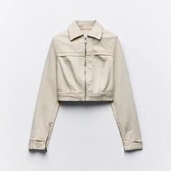 新品未使用 ZARAザラ ベージュ ジージャン クロップドデニムジャケットの画像