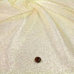ラメネット生地　ゴールド×白　金コスプレ、ハンドメイド品等にの画像