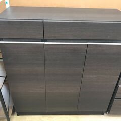 ★ジモティ割あり★  サイドボード ブラウン H96×W87×D35 クリーニング済み KJ9514の画像