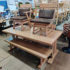 【愛品倶楽部柏店】松田家具 ベンチダイニング6点セット 回…