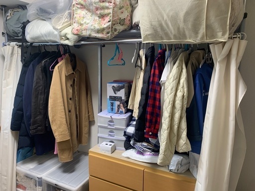 ☆ダブル突っ張りハンガーラック簡単組立, カスタマイズ可能 奥行79cm