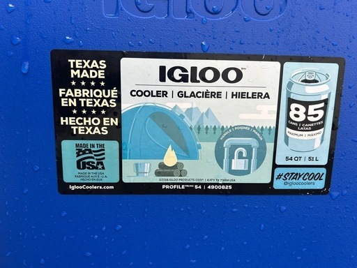 igloo/イグルー　クーラーボックス プロファイル 54 ローラー 51L 中古 ブルー