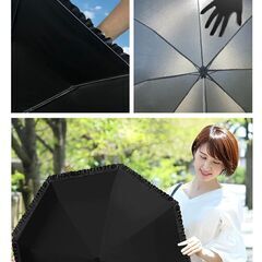 【新品・未使用】完全遮光 折りたたみ 自動開閉 日傘（ホワイト）の画像