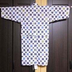 子供浴衣★井桁★注染★サイズ１２０の画像