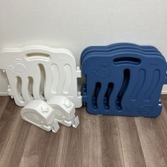 iFamベビーサークル ベビーゲート 白 青　6枚セット 