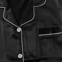 【新品】サテンパジャマセット XL 半袖 ブラックの画像