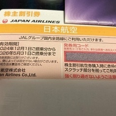 JAL 日本航空 株主優待券1枚 2026年5月31日搭乗分まで