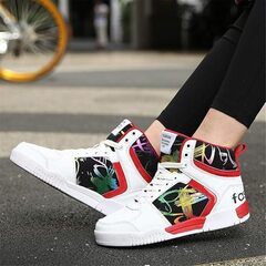 [R-SHOW] メンズ カラフルハイカットスケートボードシューズカジュアルランニングシューズ日常着用スニーカーの画像