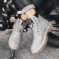 [RDGO] メンズ ブーツ 靴 スニーカー ワークブーツ アウトドア 裏起毛 防水 防寒 ハイカット革靴 レイン シューズの画像