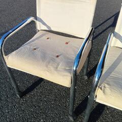 スチール製 布椅子2脚セットの画像