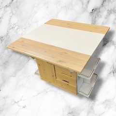 収納棚付き 折りたたみ式ダイニングテーブル