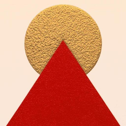 古代の神秘△ピラミッドパワー赤富士△がんどうあつし肉筆油絵画