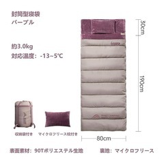 在庫1　新品  BISINNA 寝袋 シュラフ  マイクロフリース 封筒型 軽量 コンパクト 枕付き スリーピングバッグ 登山 車中泊 部屋 収納袋付きの画像