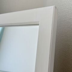 スタンドミラー　全身鏡　木製　ホワイトの画像