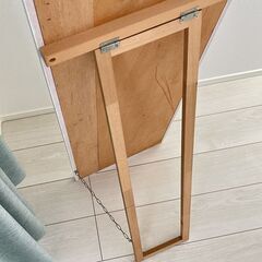 スタンドミラー　全身鏡　木製　ホワイトの画像
